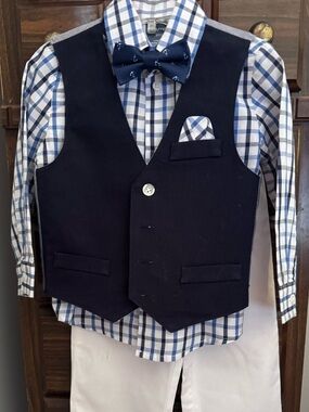 Nautica Navy Blue Vest and Plaid Shirt Matching Set size 3T
